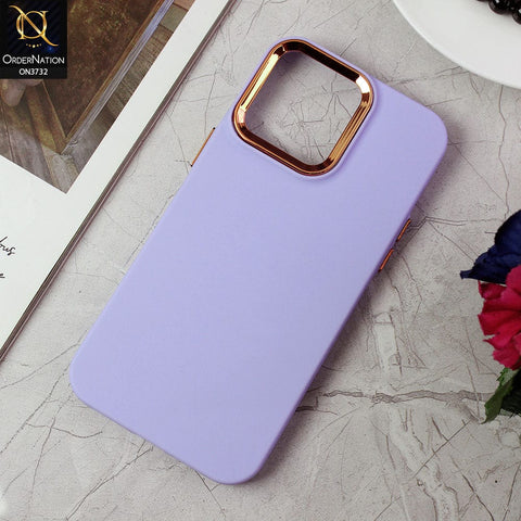 iPhone 14 Pro Max Cover - Purple -Electroplated Camera Border Soft Silicon Case