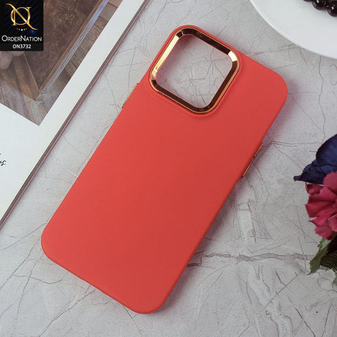 iPhone 14 Pro Max Cover - Red -Electroplated Camera Border Soft Silicon Case