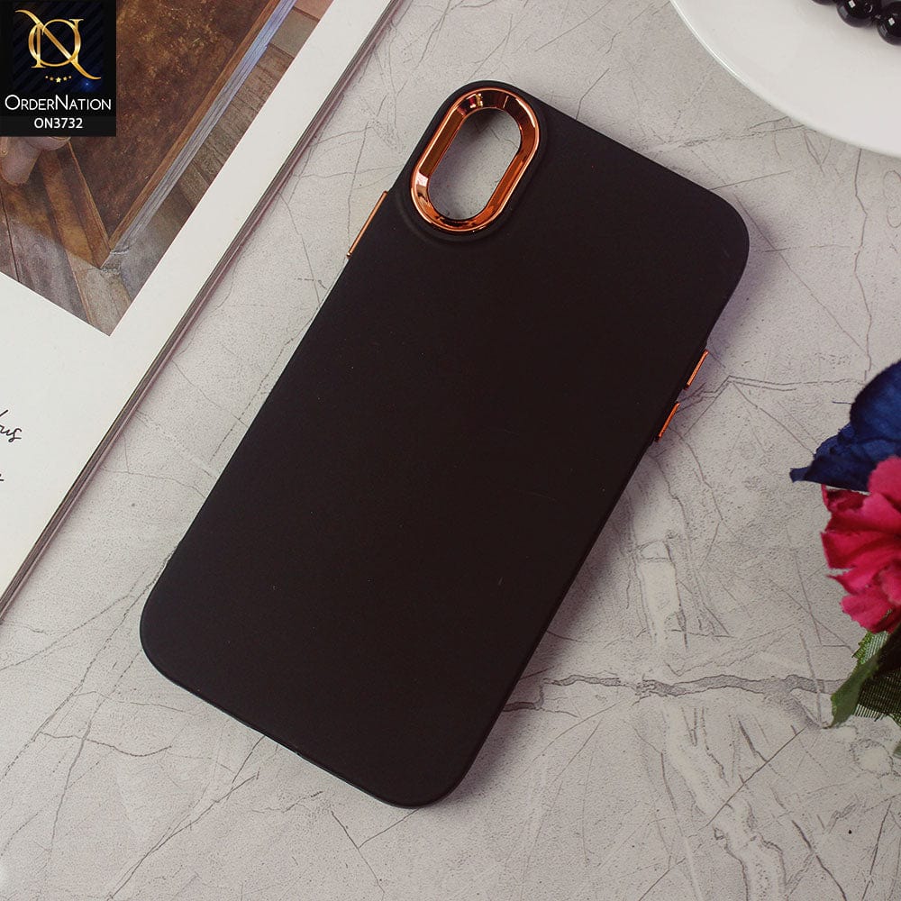 iPhone XS / X Cover - Black -Electroplated Camera Border Soft Silicon Case