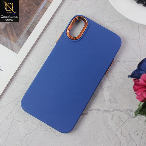 iPhone XS / X Cover - Blue -Electroplated Camera Border Soft Silicon Case