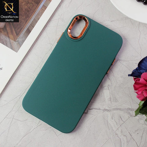 iPhone XS / X Cover - Green -Electroplated Camera Border Soft Silicon Case