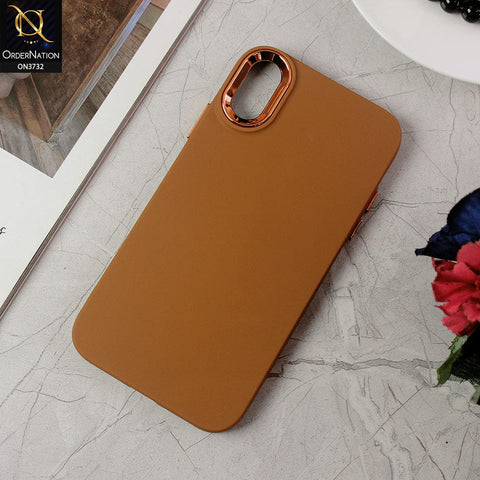 iPhone XR Cover - Brown -Electroplated Camera Border Soft Silicon Case