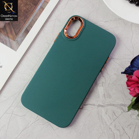 iPhone XR Cover - Green -Electroplated Camera Border Soft Silicon Case
