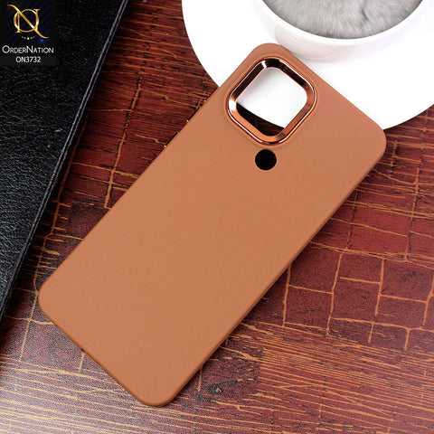 Xiaomi Redmi A1 Plus Cover - Brown - Electroplated Camera Border Soft Silicon Case