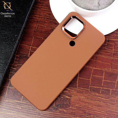 Xiaomi Poco C50 Cover - Brown - Electroplated Camera Border Soft Silicon Case