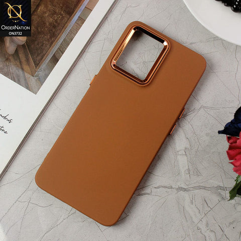 Realme C35 Cover - Brown -Electroplated Camera Border Soft Silicon Case