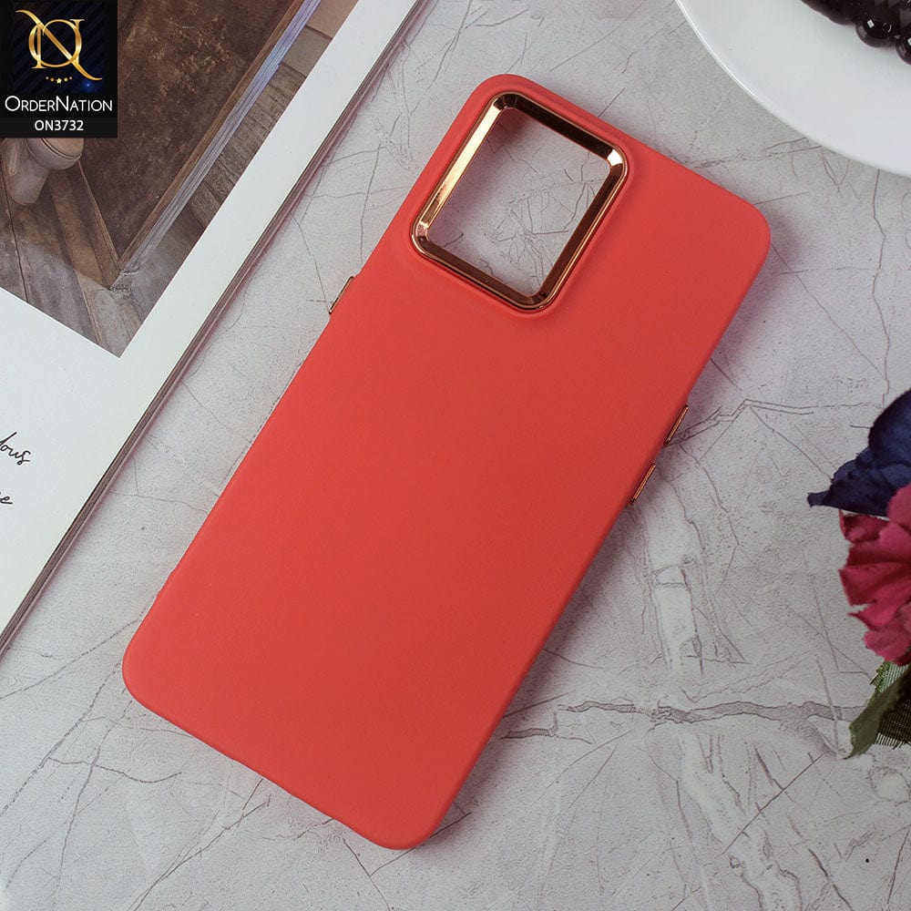 Realme C35 Cover - Red -Electroplated Camera Border Soft Silicon Case