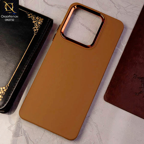 Xiaomi Redmi 13C Cover - Brown - Electroplated Camera Border Soft Silicon Case