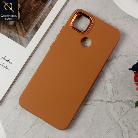 Xiaomi Redmi 10A Cover - Brown -Electroplated Camera Border Soft Silicon Case