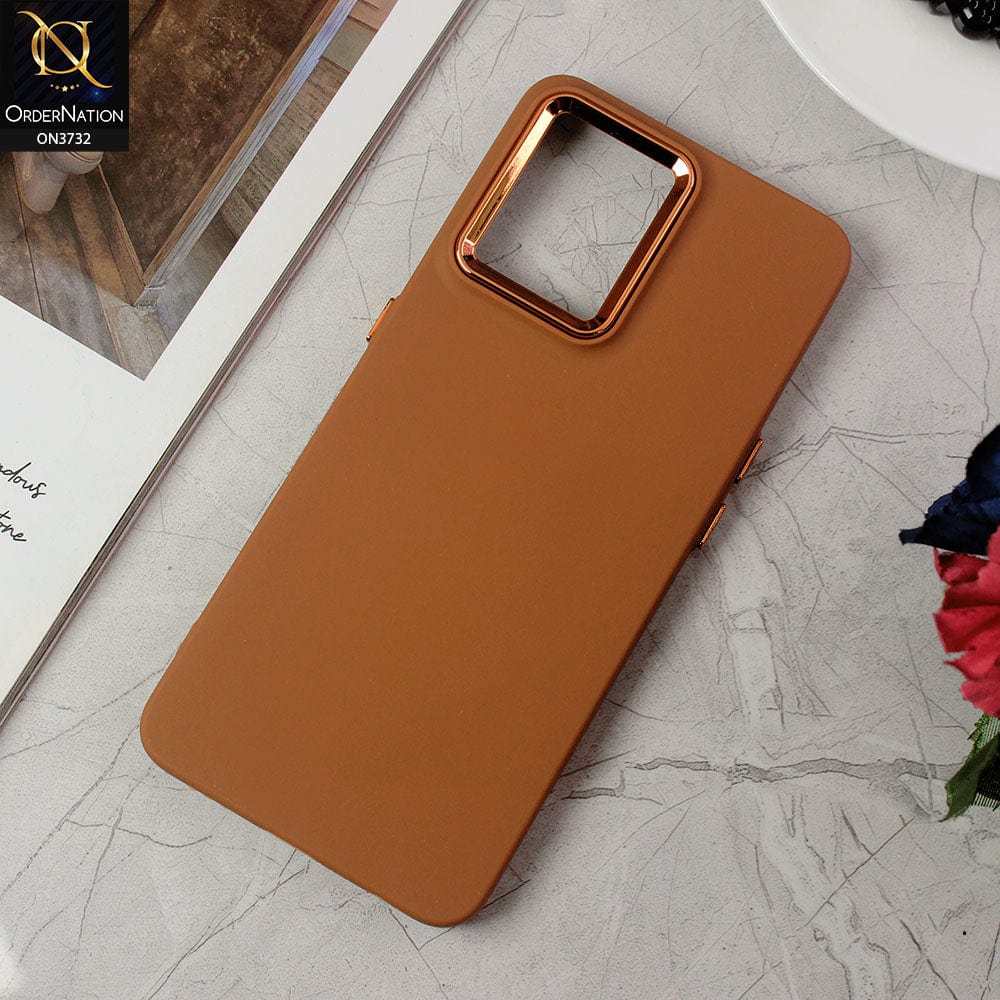Oppo Reno 7 4G Cover - Brown -Electroplated Camera Border Soft Silicon Case