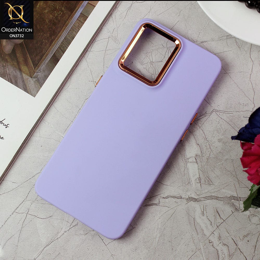 Oppo F21 Pro 4G Cover - Purple -Electroplated Camera Border Soft Silicon Case