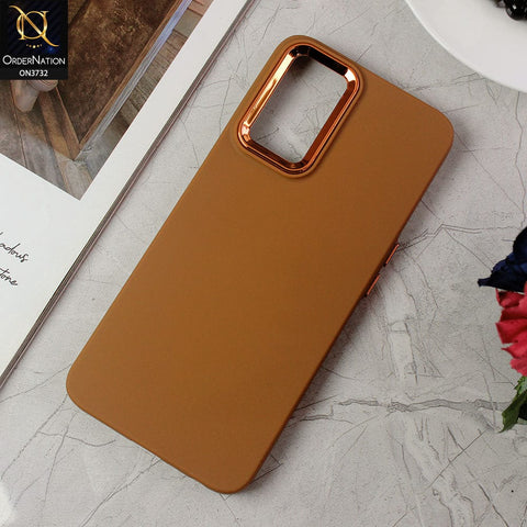 Samsung Galaxy A72 Cover - Brown -Electroplated Camera Border Soft Silicon Case