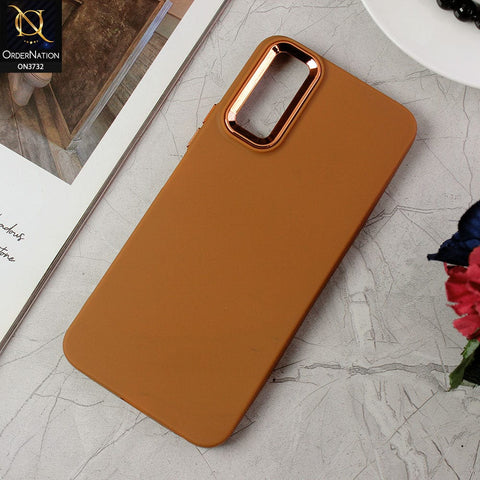 Vivo Y12s Cover - Brown -Electroplated Camera Border Soft Silicon Case
