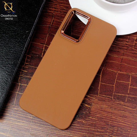 Vivo Y21t Cover - Brown - Electroplated Camera Border Soft Silicon Case