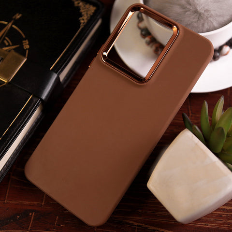 Vivo Y22s Cover - Brown -Electroplated Camera Border Soft Silicon Case
