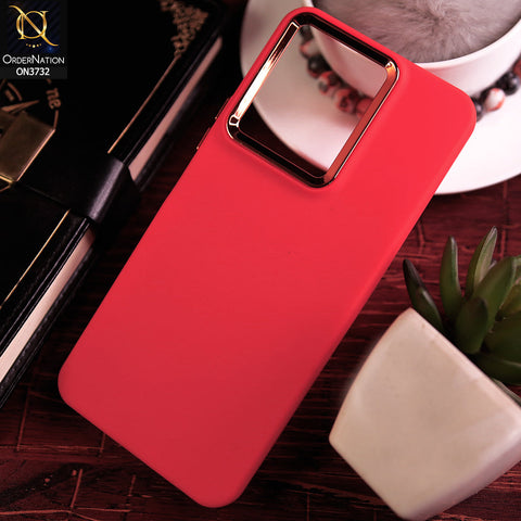 Vivo Y22s Cover - Red -Electroplated Camera Border Soft Silicon Case