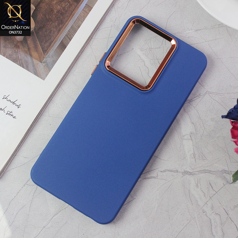 Vivo Y35 Cover - Blue -Electroplated Camera Border Soft Silicon Case