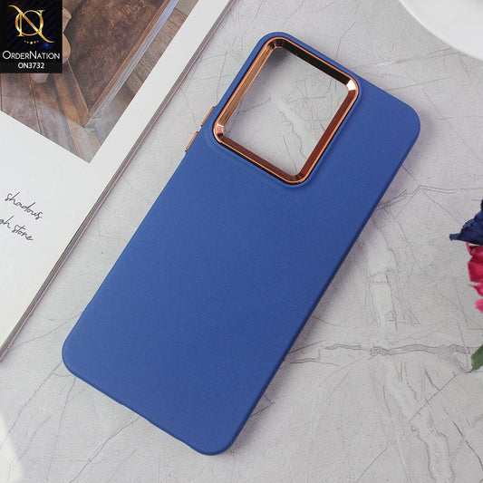 Vivo Y35 Cover - Blue -Electroplated Camera Border Soft Silicon Case