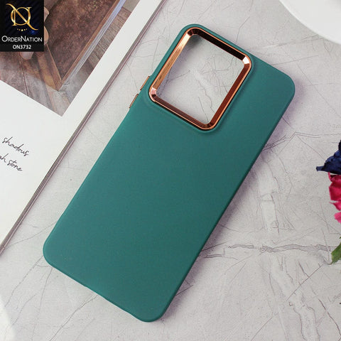 Vivo Y35 Cover - Green -Electroplated Camera Border Soft Silicon Case