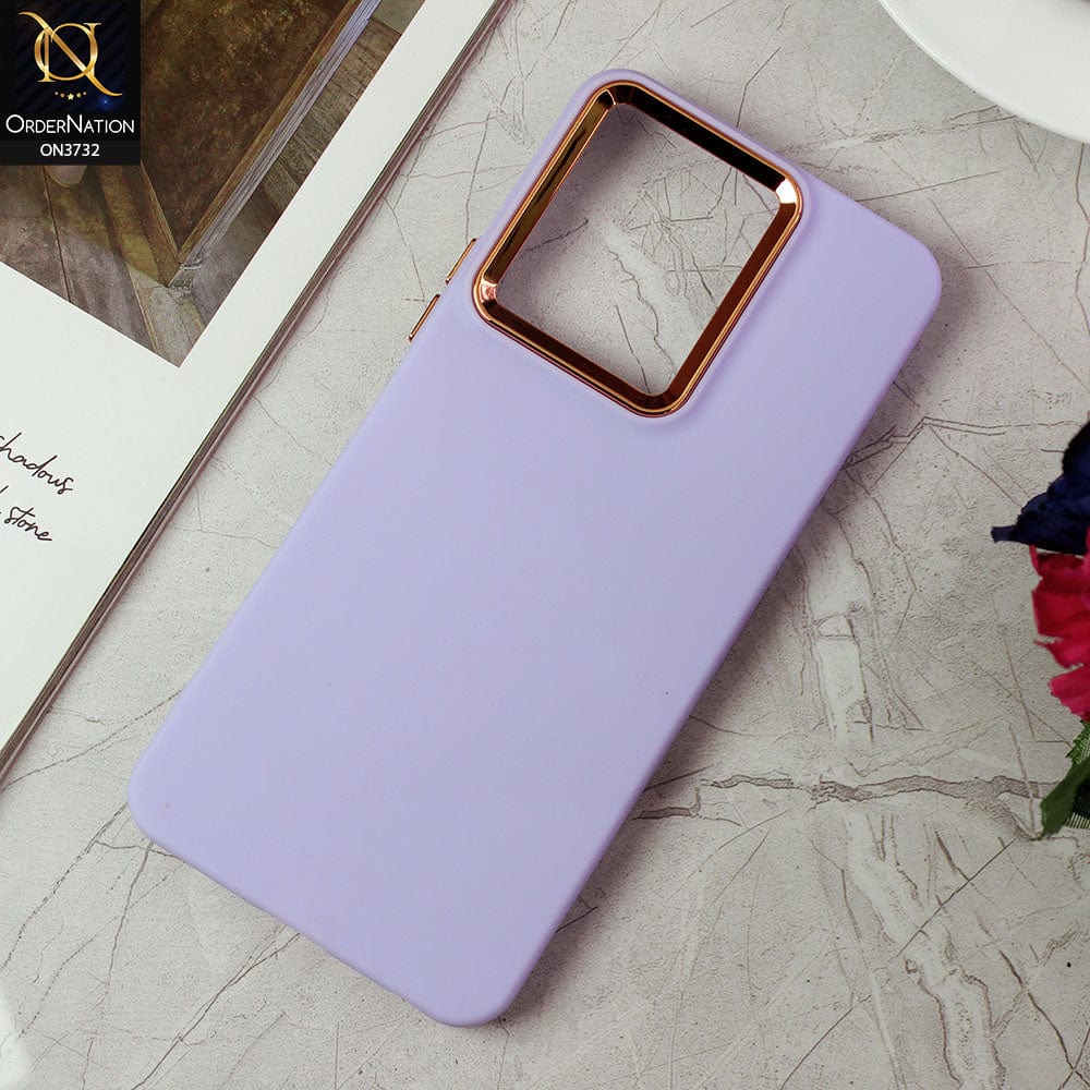 Vivo Y35 Cover - Purple -Electroplated Camera Border Soft Silicon Case
