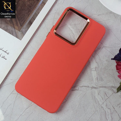 Vivo Y35 Cover - Red -Electroplated Camera Border Soft Silicon Case