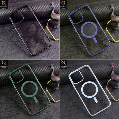iPhone 11 Pro Max Cover - Green - New Shinny Colored Soft Silicon Borders Clear Back Case ( Magsafe Notification not enabled )