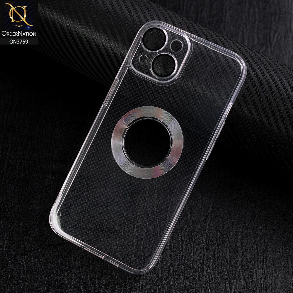 iPhone 14 Cover - Transparent - New Gradient Shaded Logo Hole Camera Lense Protection Soft Silicon Case