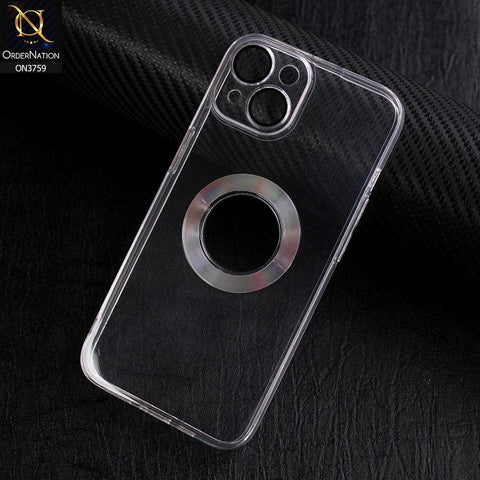 iPhone 14 Cover - Transparent - New Gradient Shaded Logo Hole Camera Lense Protection Soft Silicon Case