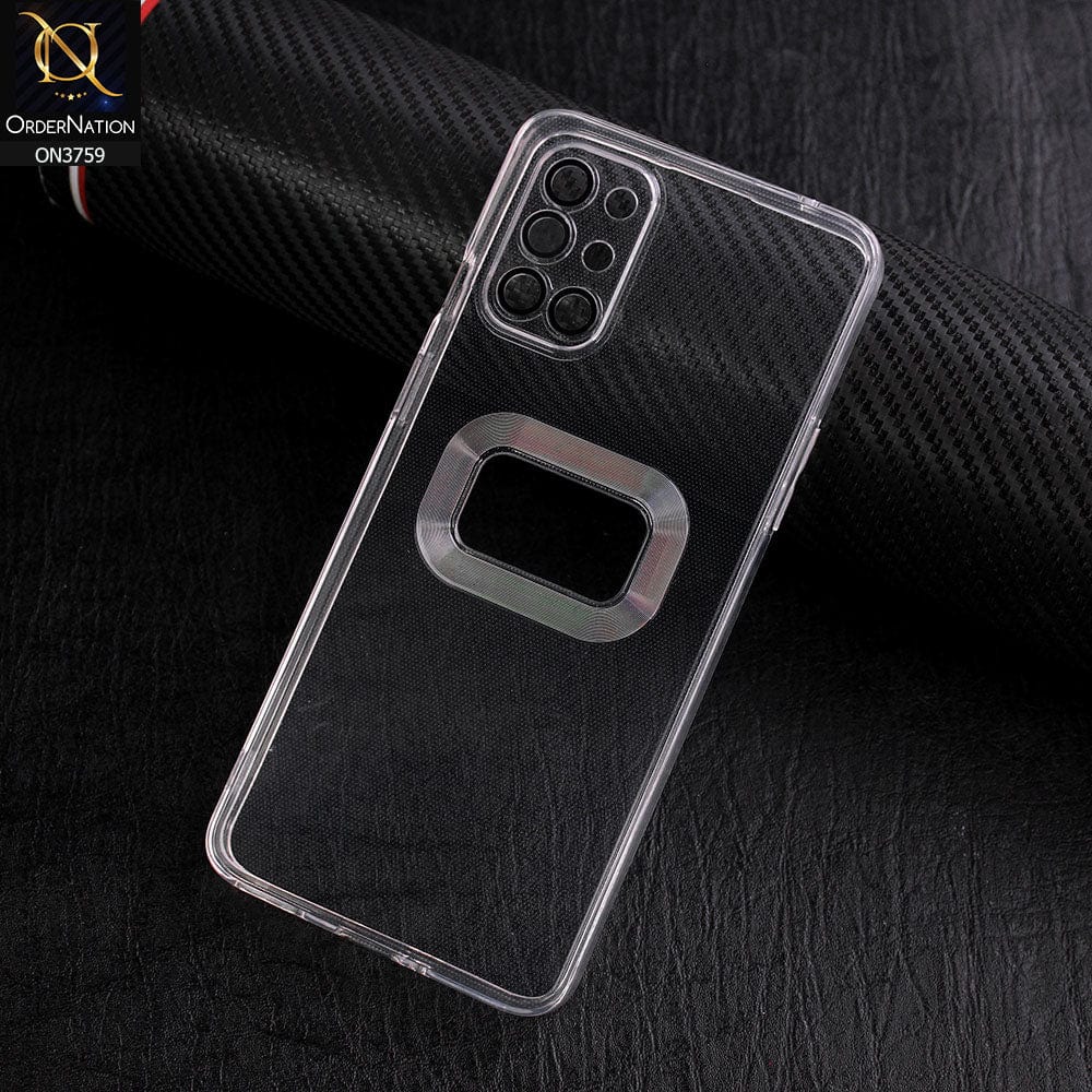 OnePlus 8T Cover - Transparent - New Gradient Shaded Logo Hole Camera Lense Protection Soft Silicon Case