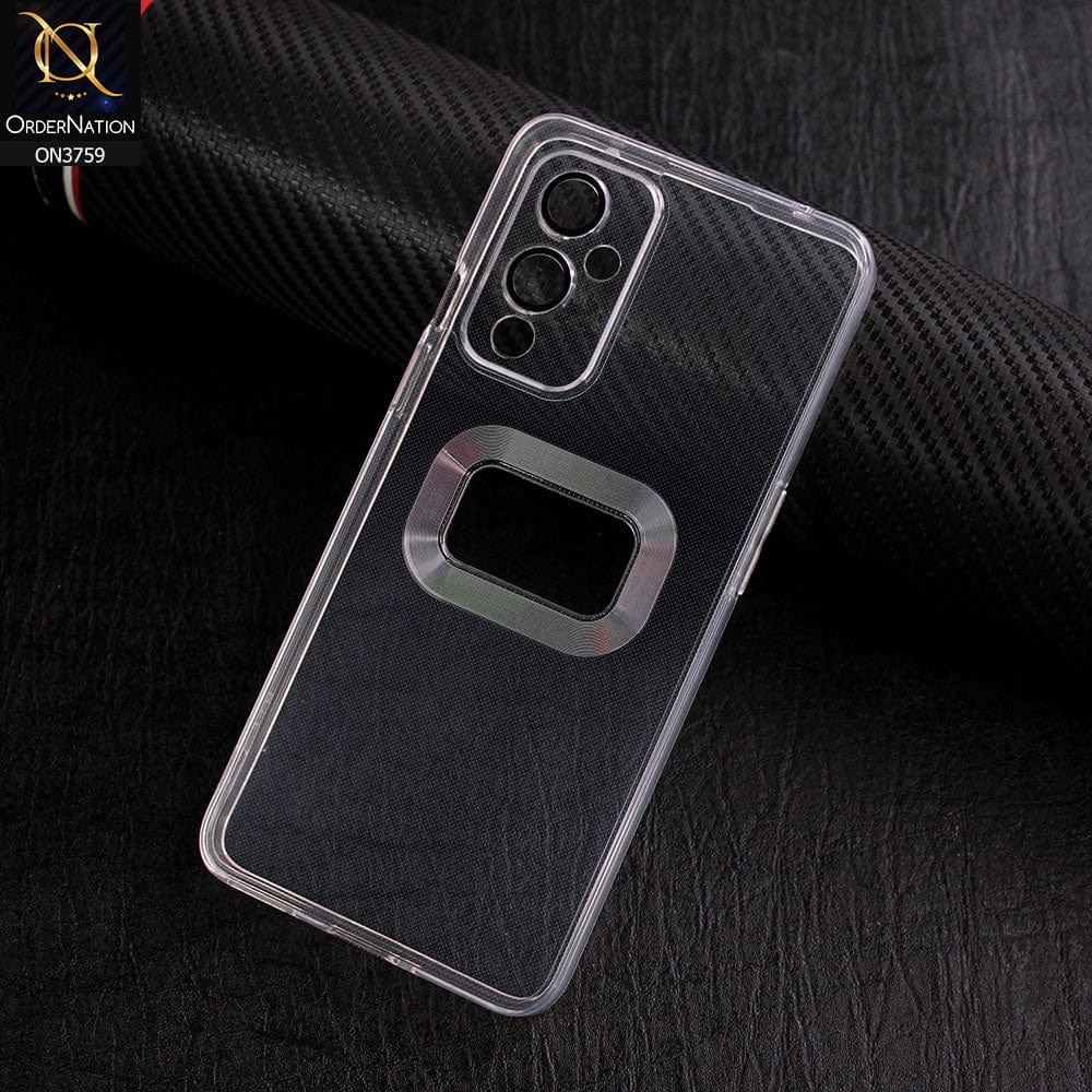 OnePlus 9 Cover - Transparent - New Gradient Shaded Logo Hole Camera Lense Protection Soft Silicon Case