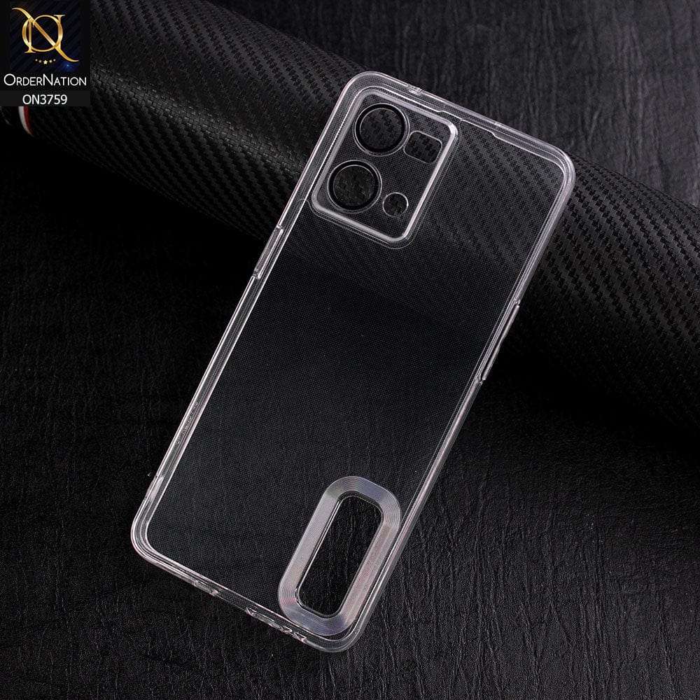 Oppo Reno 7 4G Cover - Transparent - New Gradient Shaded Logo Hole Camera Lense Protection Soft Silicon Case