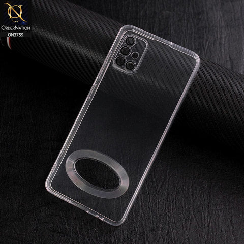 Samsung Galaxy A51 Cover - Transparent - New Gradient Shaded Logo Hole Camera Lense Protection Soft Silicon Case