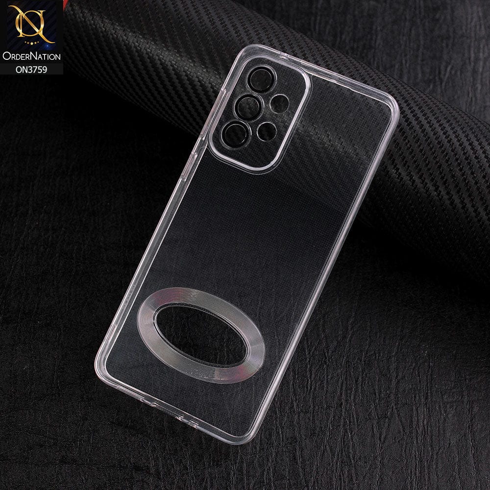 Samsung Galaxy A53 5G Cover - Transparent - New Gradient Shaded Logo Hole Camera Lense Protection Soft Silicon Case