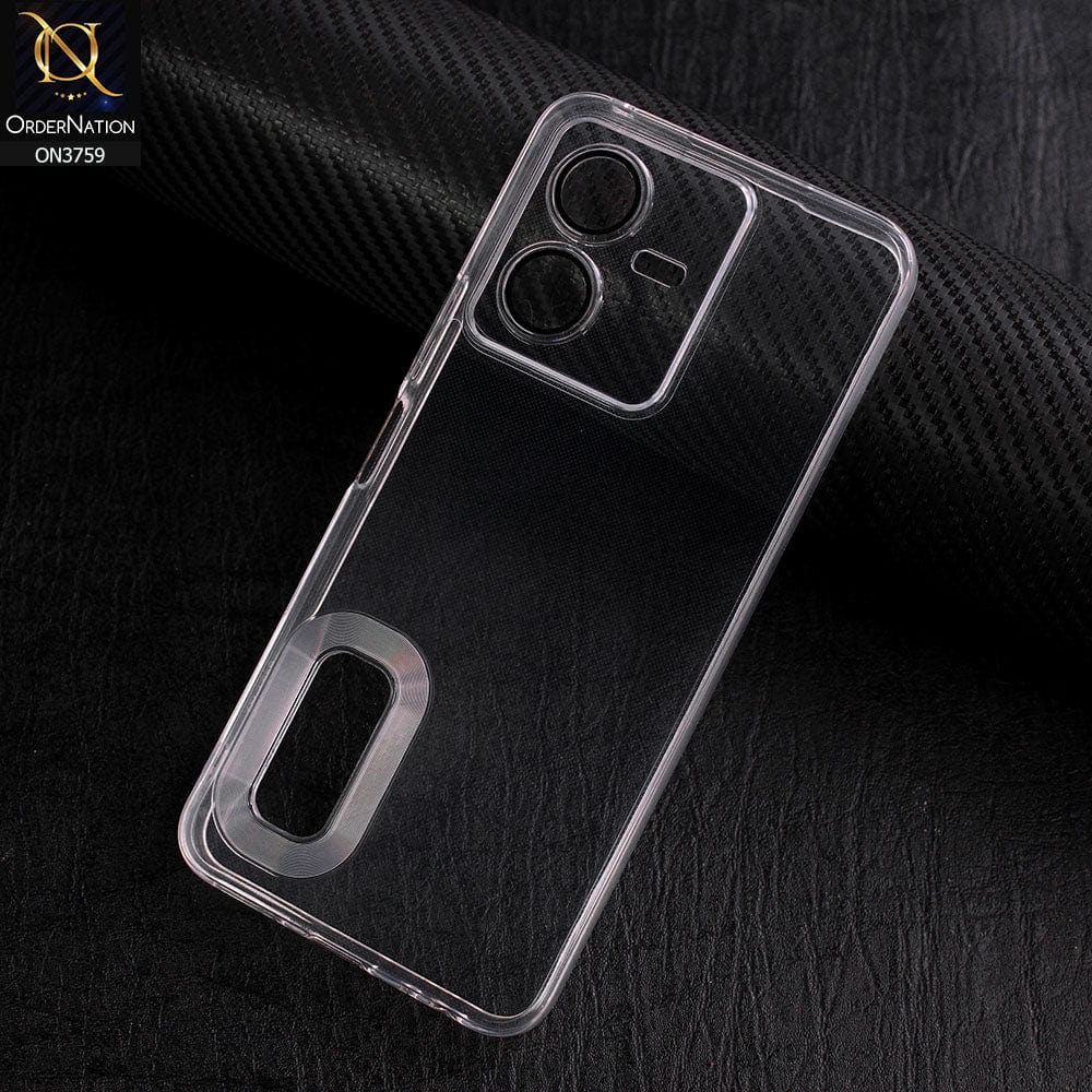 Vivo Y22s Cover - Transparent - New Gradient Shaded Logo Hole Camera Lense Protection Soft Silicon Case