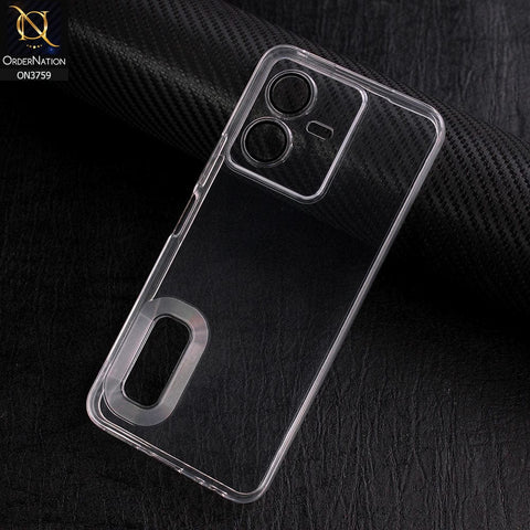 Vivo Y22s Cover - Transparent - New Gradient Shaded Logo Hole Camera Lense Protection Soft Silicon Case
