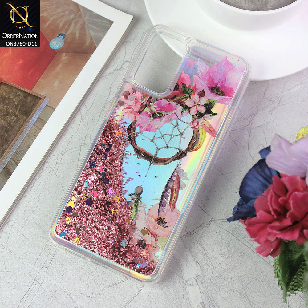 Xiaomi Redmi 9T Cover - Design 11 - Soft Silicone Bling Sparkle Moving Liquid Glitter Case