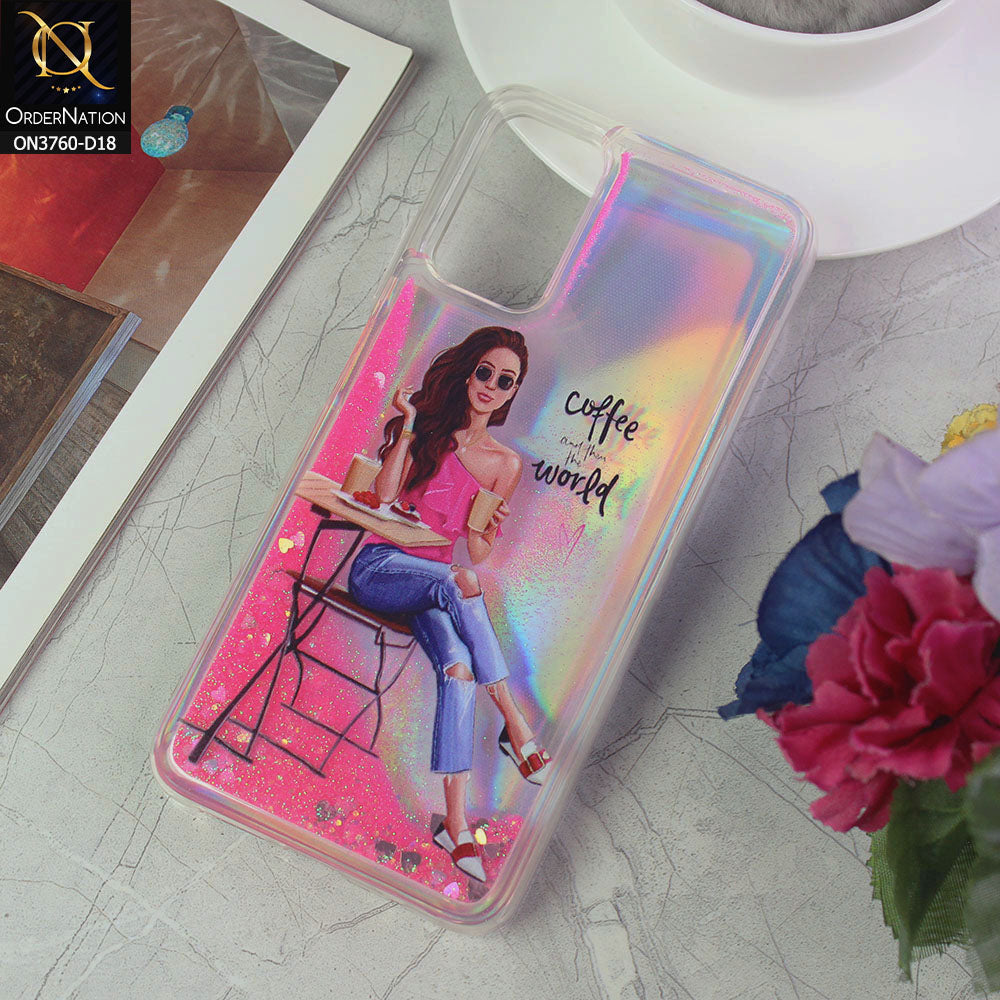 Xiaomi Redmi 9T Cover - Design 18 - Soft Silicone Bling Sparkle Moving Liquid Glitter Case