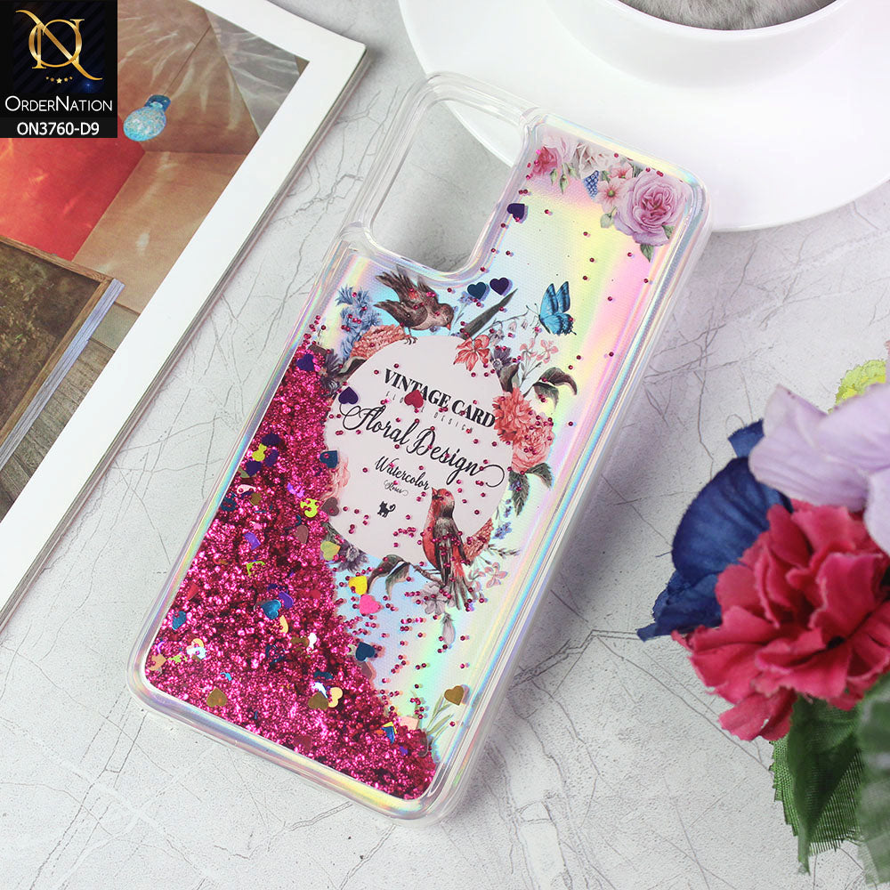 Xiaomi Redmi Note 9 4G Cover - Design 9 - Soft Silicone Bling Sparkle Moving Liquid Glitter Case