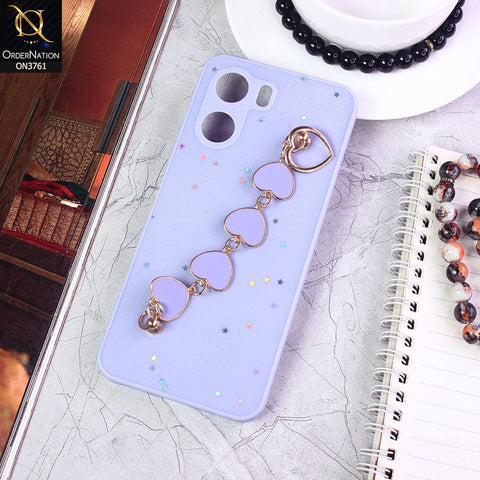 Vivo Y16 Cover  - Black - Shiny Glitter Candy Color Soft Border Camera Protection Case With Heart Chain Holder (Glitter Does not move)