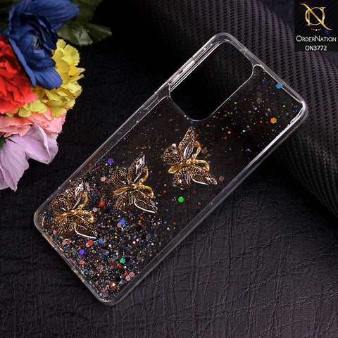 Samsung Galaxy A33 5G Cover - Black - Shiny Butterfly Glitter Bling Soft Case (Glitter does not move)