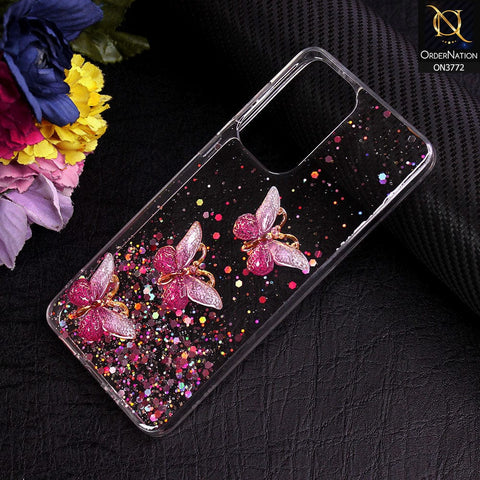 Samsung Galaxy A33 5G Cover - Pink - Shiny Butterfly Glitter Bling Soft Case (Glitter does not move)