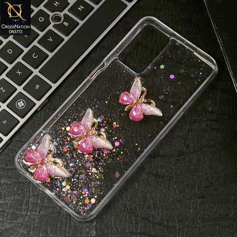 Oppo A55 Cover - Pink -  Shiny Butterfly Glitter Bling Soft Case (Glitter does not move)