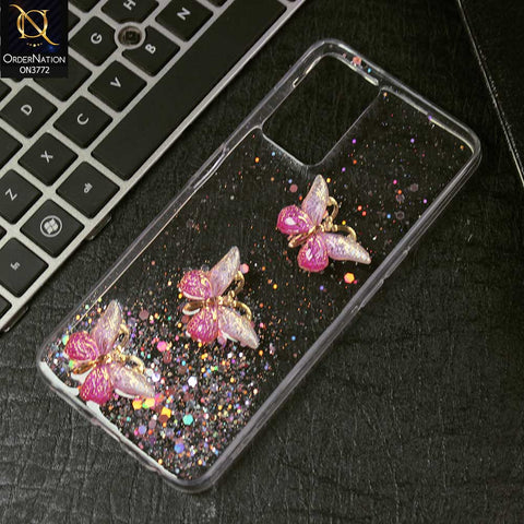 Oppo F17 Cover - Pink -  Shiny Butterfly Glitter Bling Soft Case (Glitter does not move)