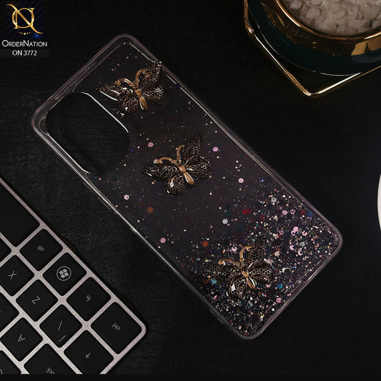 Tecno Camon 19 Pro Mondrian Cover - Black - Shiny Butterfly Glitter Bling Soft Case (Glitter does not move)