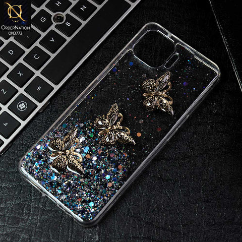 Oppo F17 Pro Cover - Black -  Shiny Butterfly Glitter Bling Soft Case (Glitter does not move)