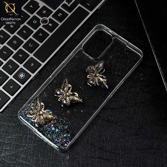 Oppo F21 Pro 5G Cover - Black -  Shiny Butterfly Glitter Bling Soft Case (Glitter does not move)