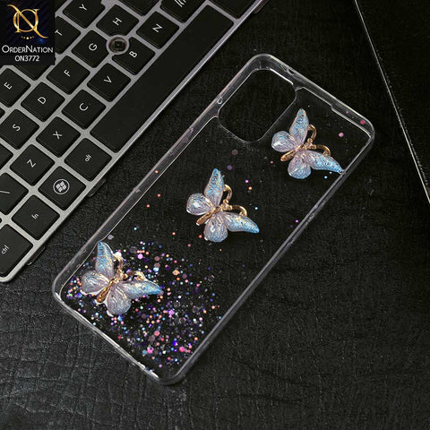 Oppo F21 Pro 5G Cover - Blue -  Shiny Butterfly Glitter Bling Soft Case (Glitter does not move)