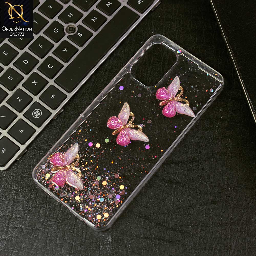 Oppo Reno7 Z 5G Cover - Pink -  Shiny Butterfly Glitter Bling Soft Case (Glitter does not move)
