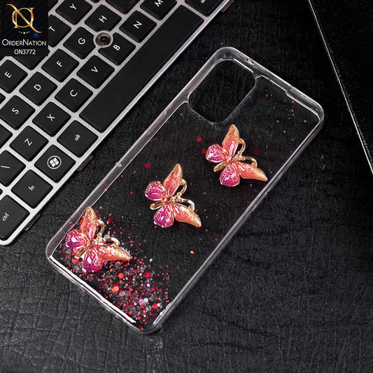Oppo Reno7 Z 5G Cover - Red -  Shiny Butterfly Glitter Bling Soft Case (Glitter does not move)