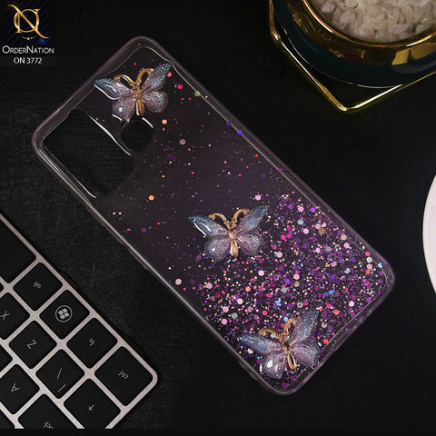 Infinix Hot 12 Play Cover - Blue - Shiny Butterfly Glitter Bling Soft Case (Glitter does not move)